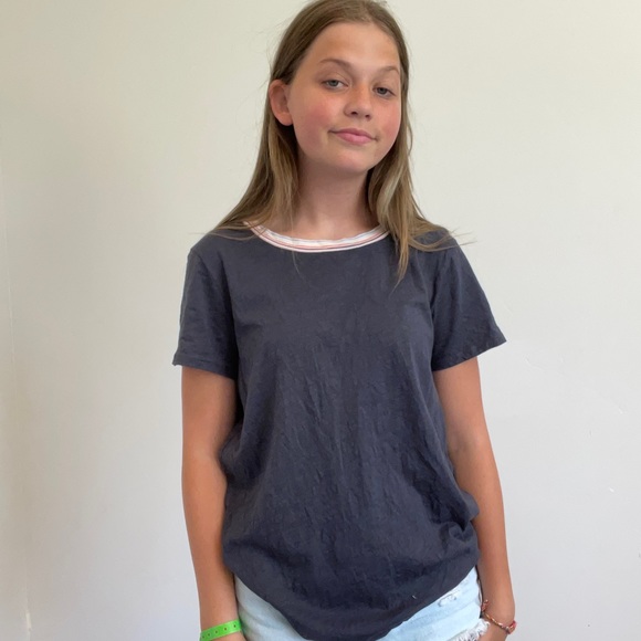 DARK GREY TEE WITH STRIPES- FROM LOFT - Picture 2 of 8